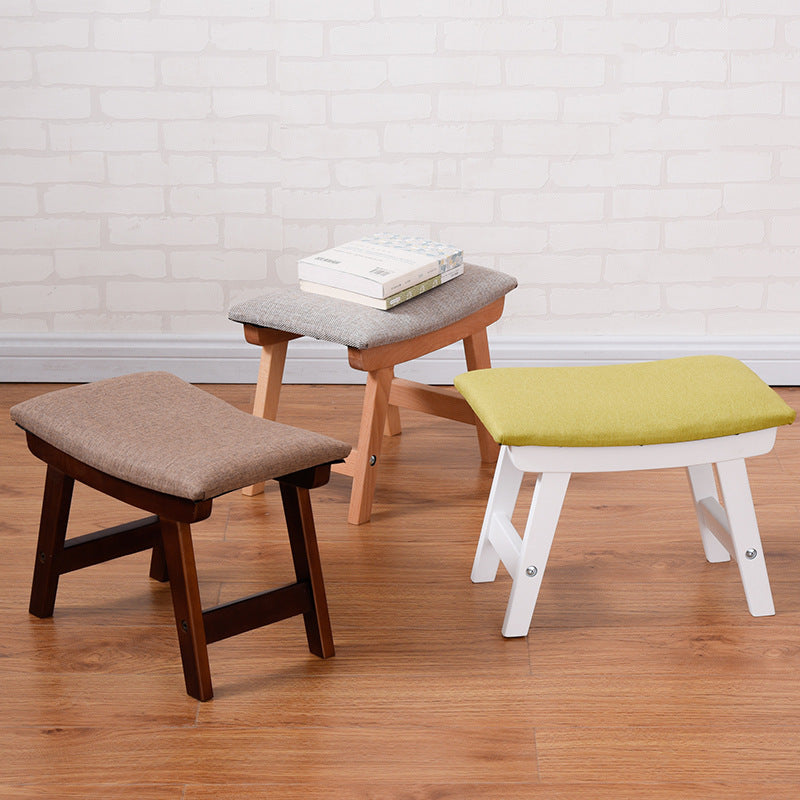 Minimalist Fabric Wood Curved Low Stool