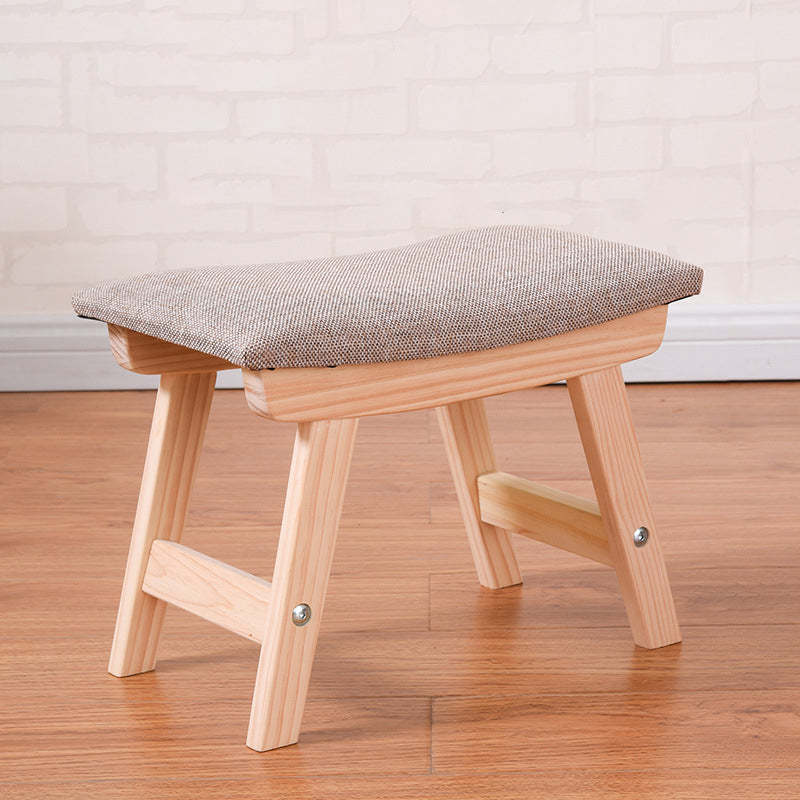 Minimalist Fabric Wood Curved Low Stool