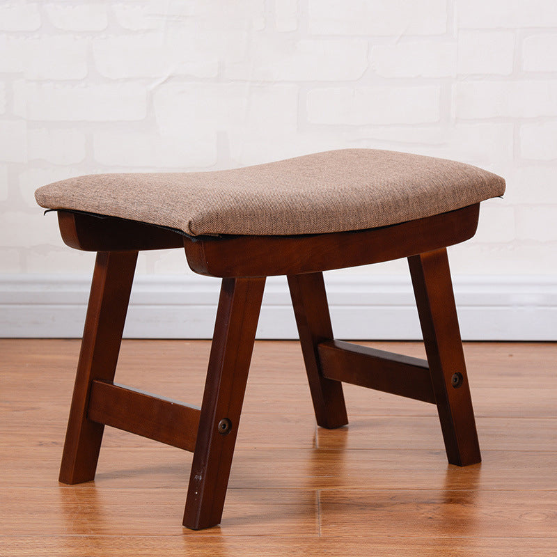 Minimalist Fabric Wood Curved Low Stool