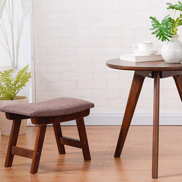 Minimalist Fabric Wood Curved Low Stool