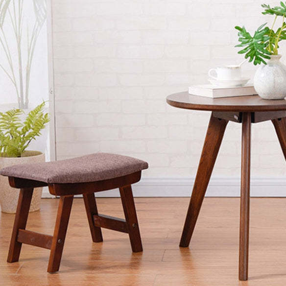 Minimalist Fabric Wood Curved Low Stool