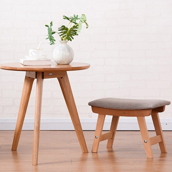Minimalist Fabric Wood Curved Low Stool