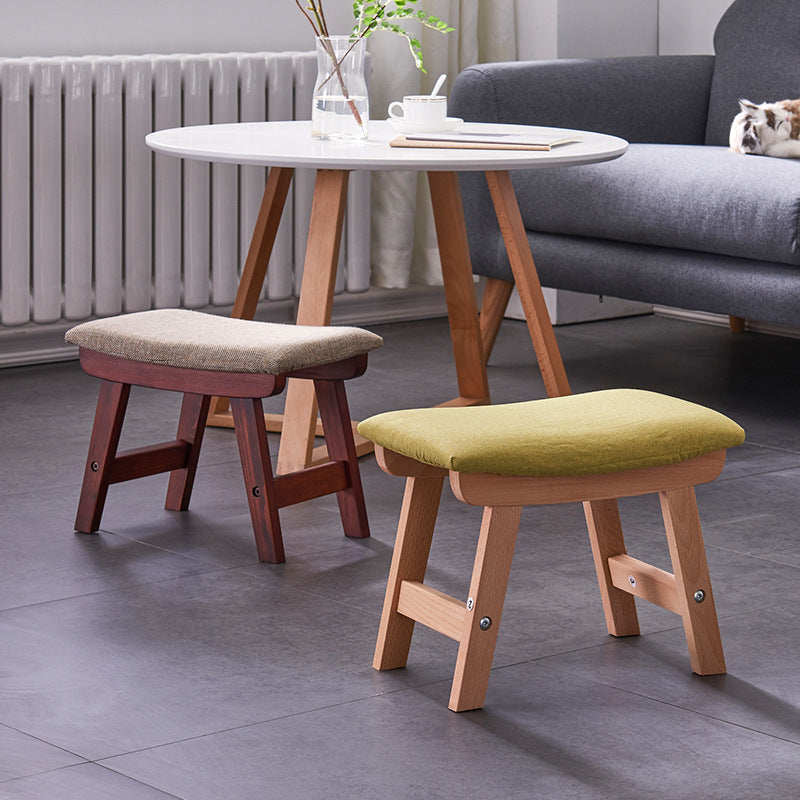 Minimalist Fabric Wood Curved Low Stool