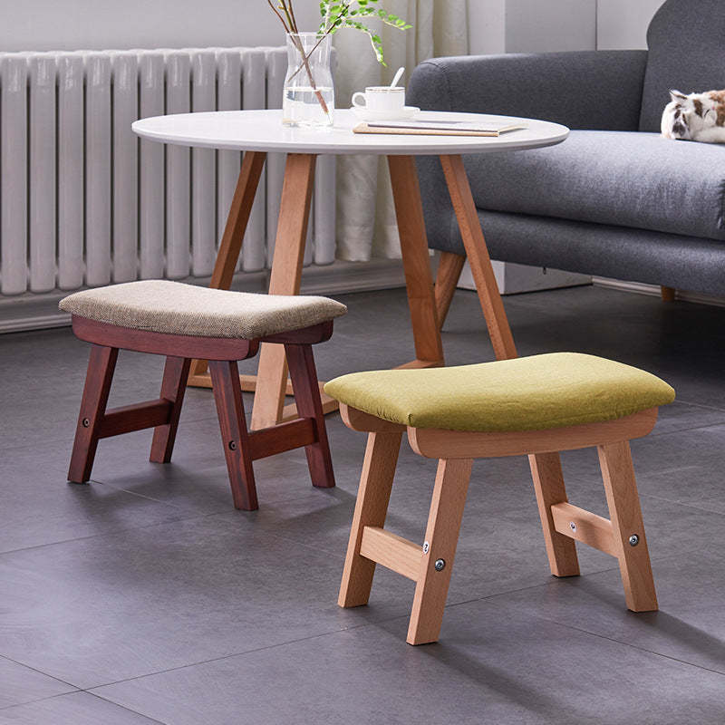 Minimalist Fabric Wood Curved Low Stool