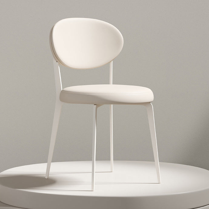 Minimalist Leather Round-Cushion Dining Chair