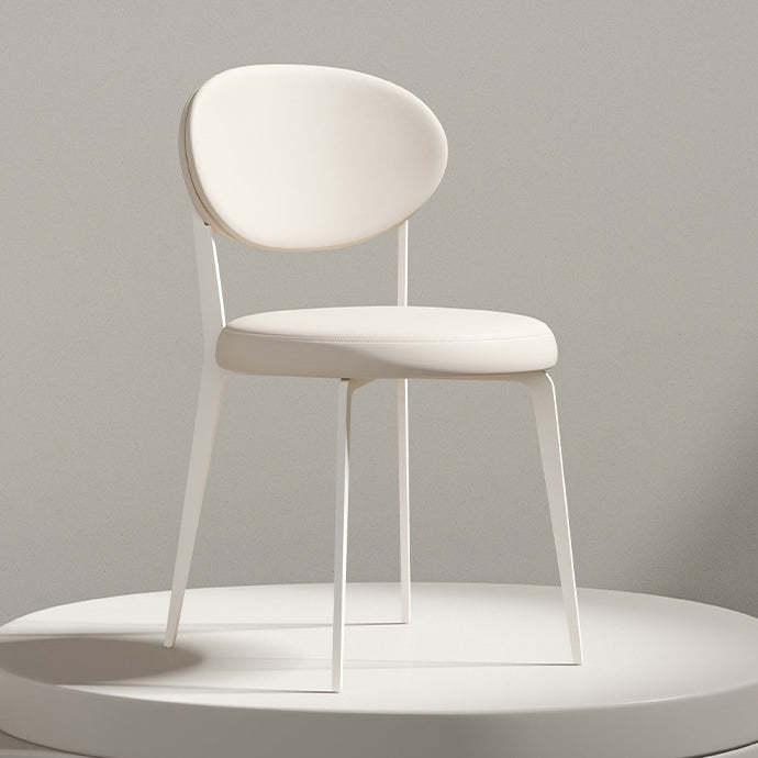 Minimalist Leather Round-Cushion Dining Chair