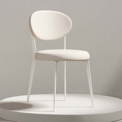Minimalist Leather Round-Cushion Dining Chair