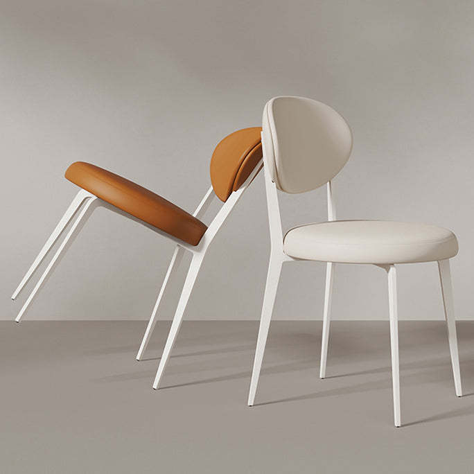 Minimalist Leather Round-Cushion Dining Chair