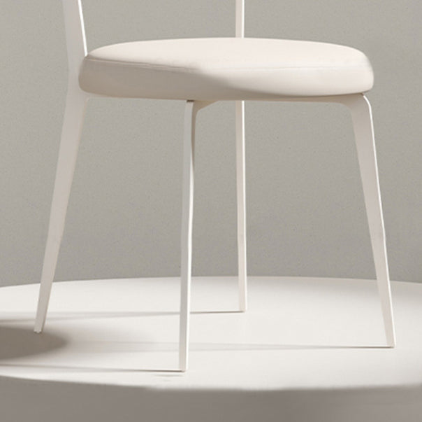 Minimalist Leather Round-Cushion Dining Chair