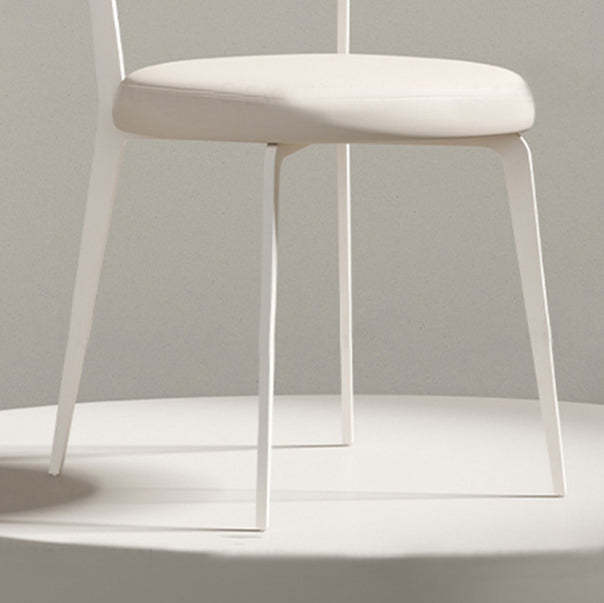 Minimalist Leather Round-Cushion Dining Chair