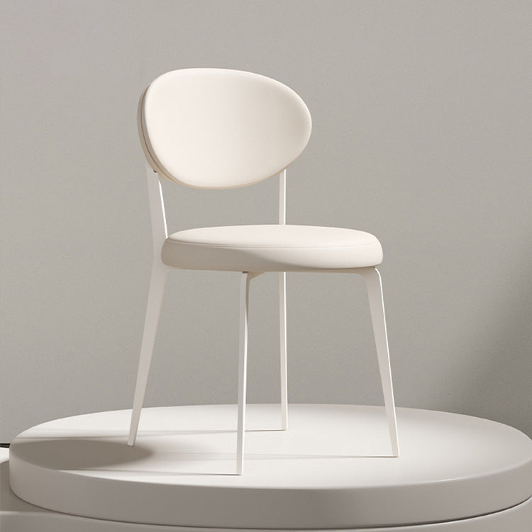 Minimalist Leather Round-Cushion Dining Chair