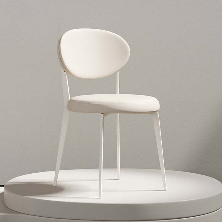 Minimalist Leather Round-Cushion Dining Chair