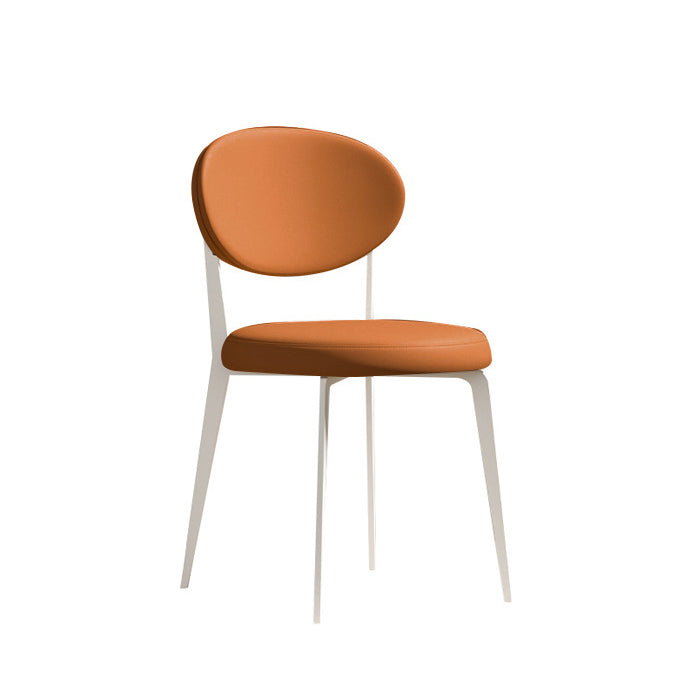 Minimalist Leather Round-Cushion Dining Chair