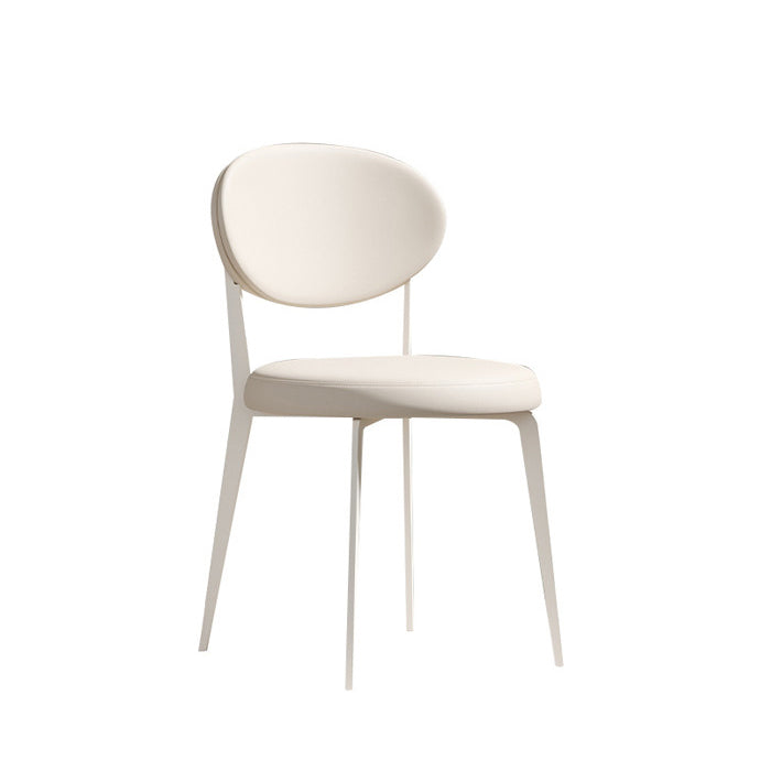 Minimalist Leather Round-Cushion Dining Chair