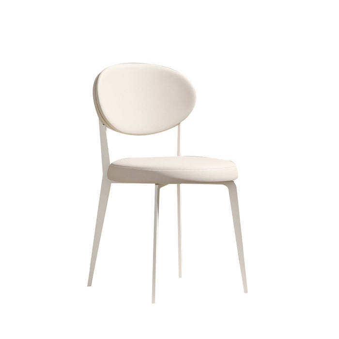 Minimalist Leather Round-Cushion Dining Chair