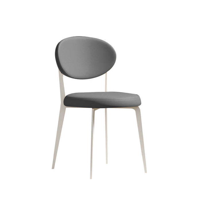 Minimalist Leather Round-Cushion Dining Chair
