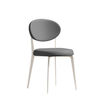 Minimalist Leather Round-Cushion Dining Chair