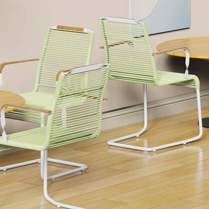 Minimalist Iron Striped Outdoor Lounge Chair — Dark Green