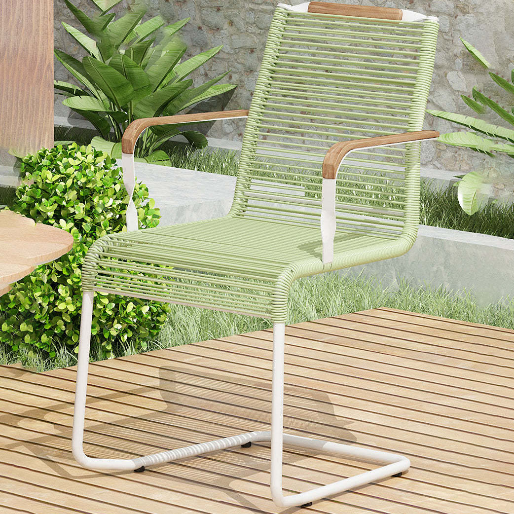 Minimalist Iron Striped Outdoor Lounge Chair — White