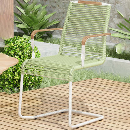 Minimalist Iron Striped Outdoor Lounge Chair — White