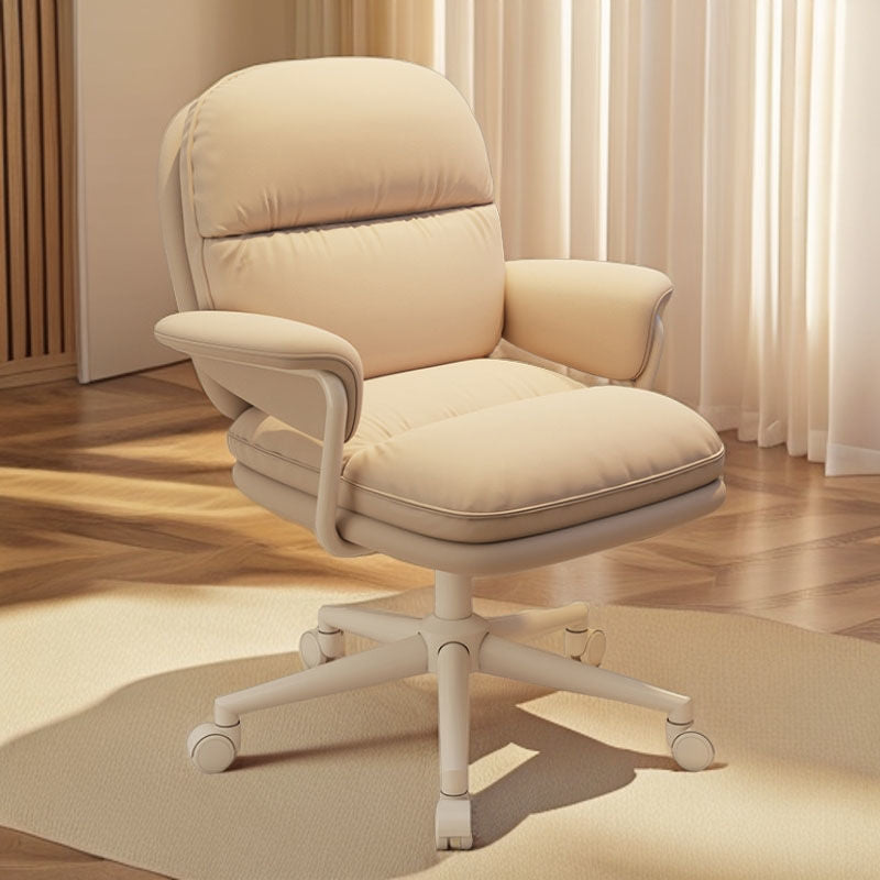 Minimalist PU Leather Steel Cushion Desk Chair — Gray