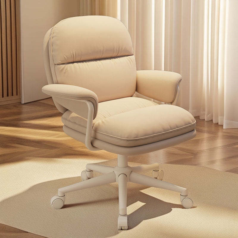 Minimalist PU Leather Steel Cushion Desk Chair — Gray