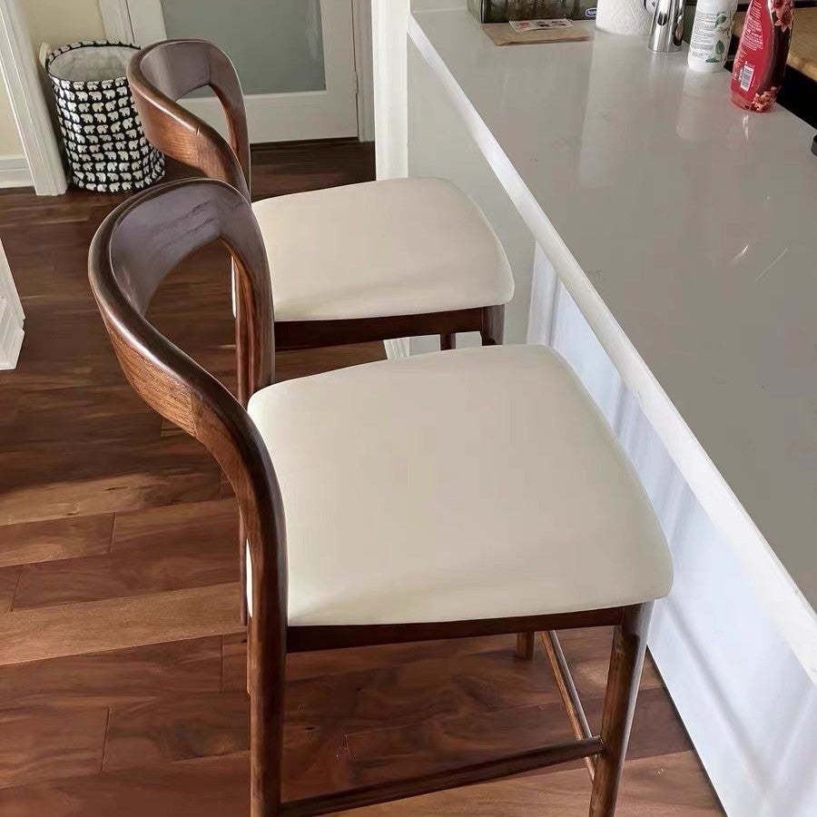 Minimalist Wood Curved Back Bar Stool