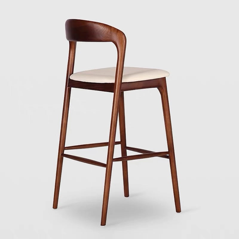 Minimalist Wood Curved Back Bar Stool