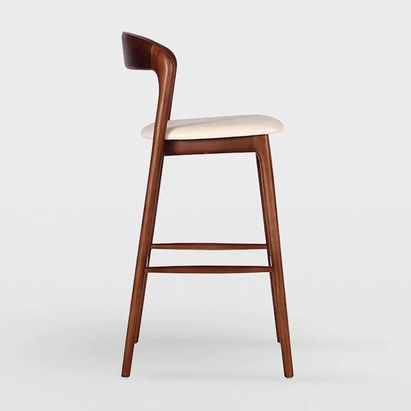 Minimalist Wood Curved Back Bar Stool