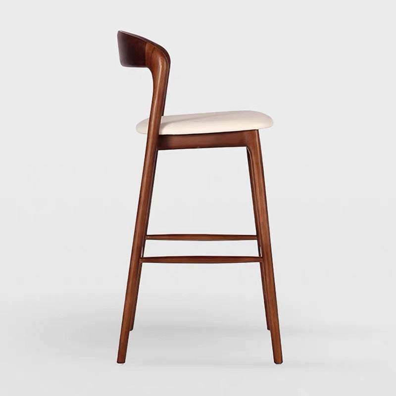 Minimalist Wood Curved Back Bar Stool