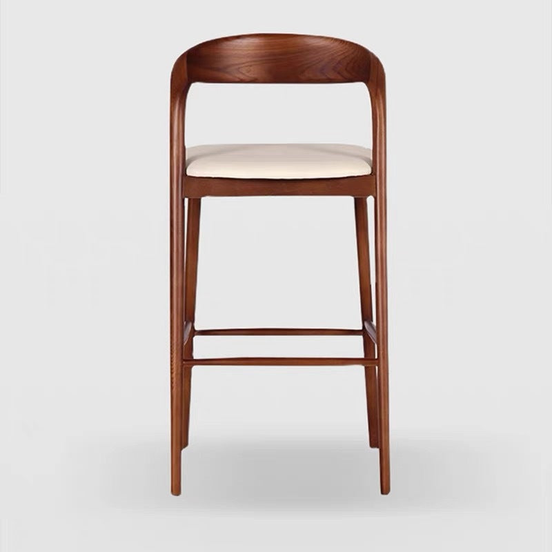Minimalist Wood Curved Back Bar Stool