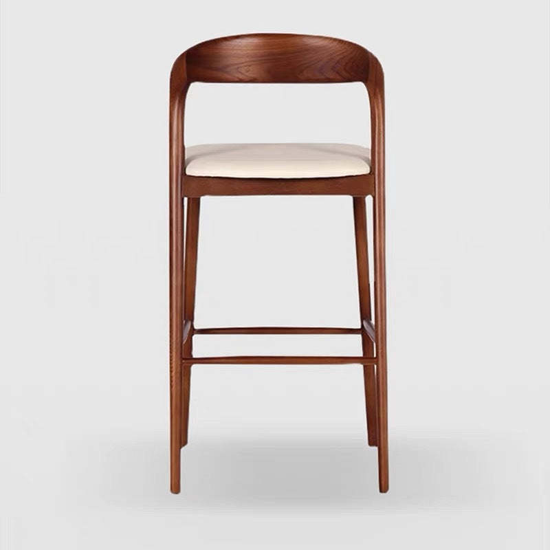 Minimalist Wood Curved Back Bar Stool