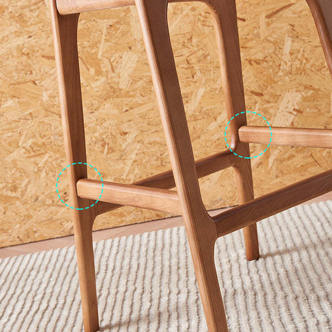 Nordic Wood Rattan Rectangular Bar Stool