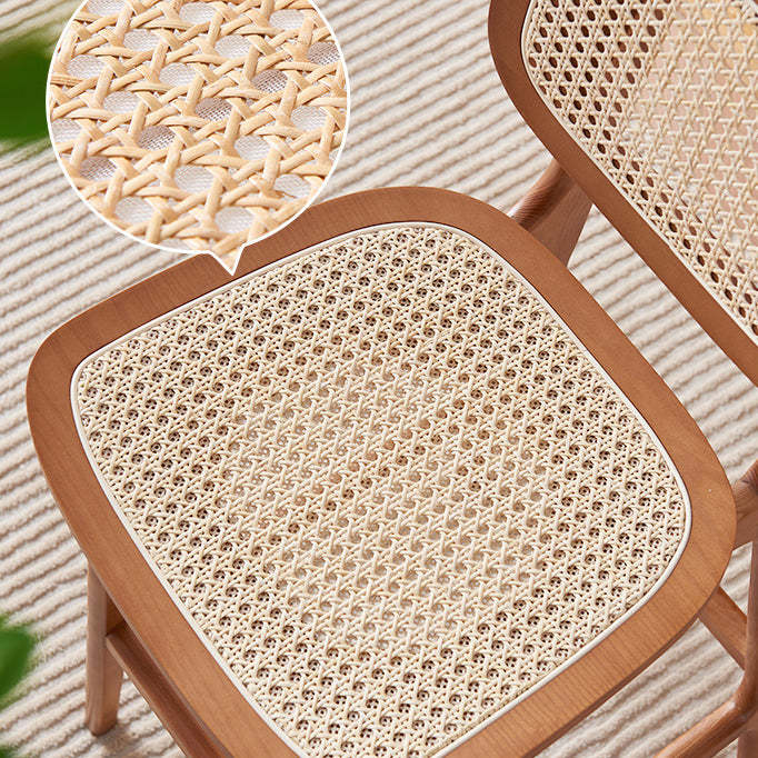 Nordic Wood Rattan Rectangular Bar Stool