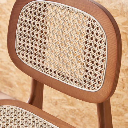Nordic Wood Rattan Rectangular Bar Stool