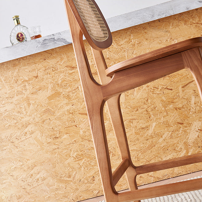 Nordic Wood Rattan Rectangular Bar Stool