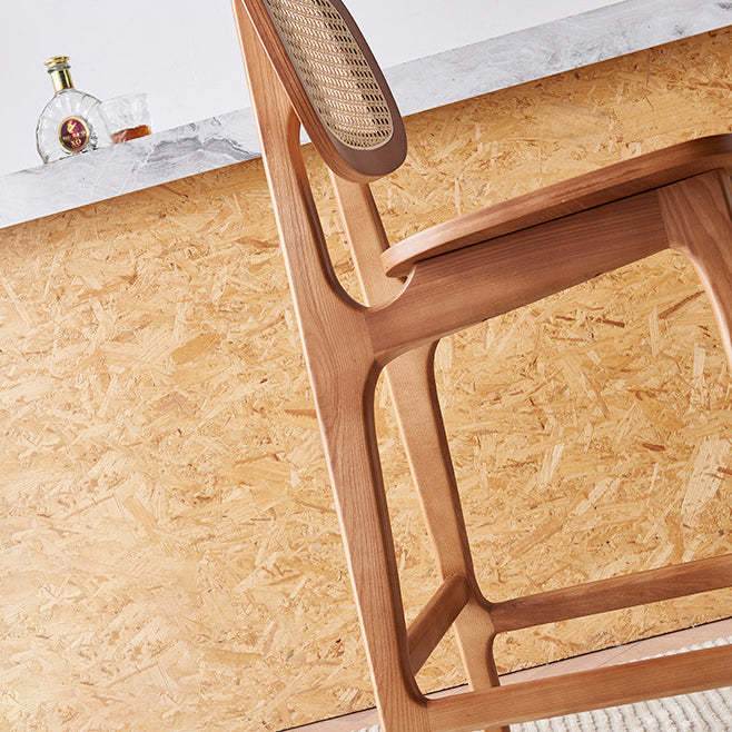 Nordic Wood Rattan Rectangular Bar Stool