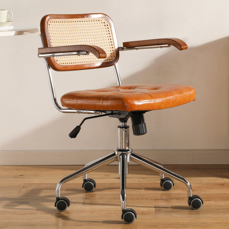 Vintage PU Leather Wood Desk Chair
