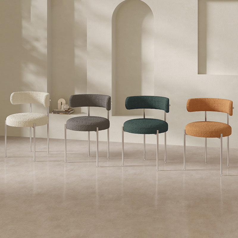 Nordic Boucle Steel Round-Back Dining Chair