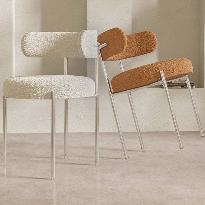 Nordic Boucle Steel Round-Back Dining Chair