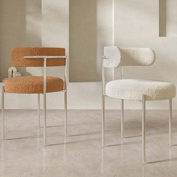 Nordic Boucle Steel Round-Back Dining Chair