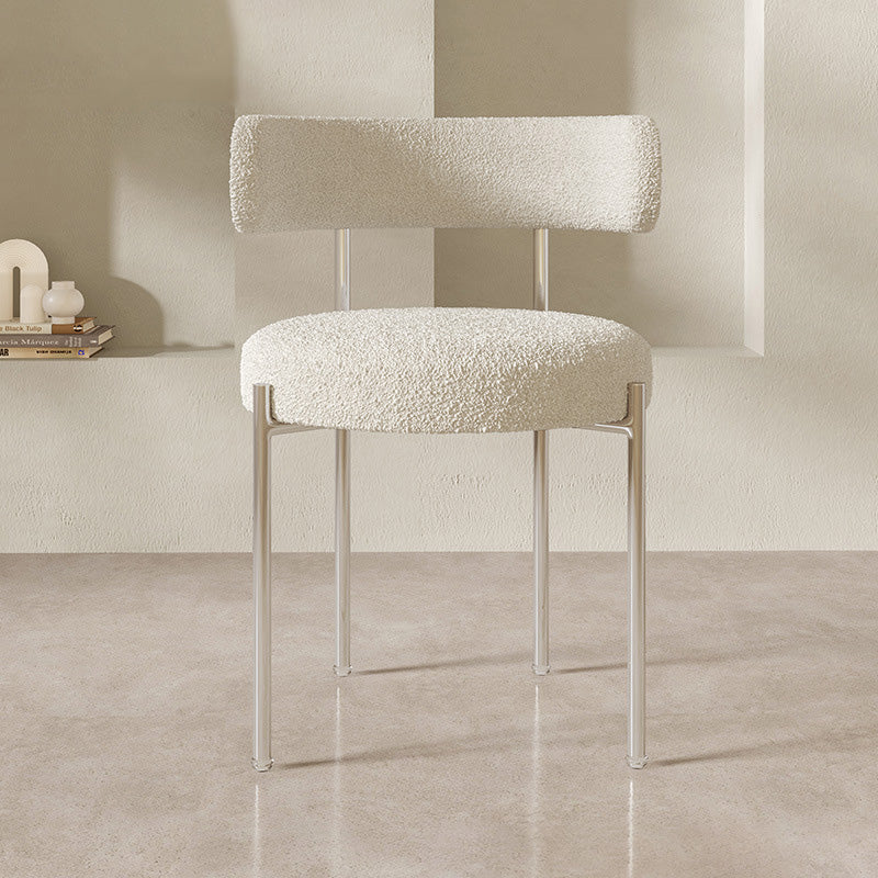 Nordic Boucle Steel Round-Back Dining Chair — Gray