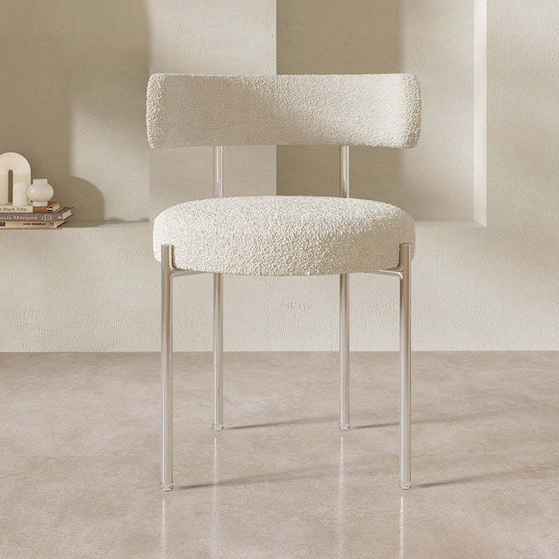 Nordic Boucle Steel Round-Back Dining Chair — Gray