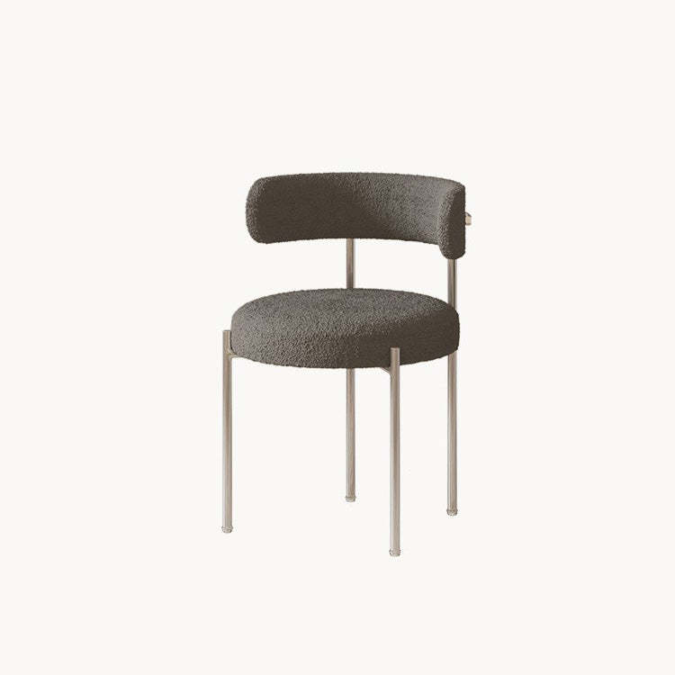 Nordic Boucle Steel Round-Back Dining Chair