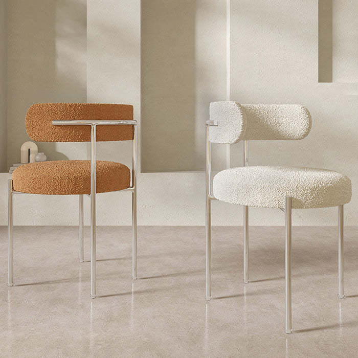 Nordic Boucle Steel Round-Back Dining Chair