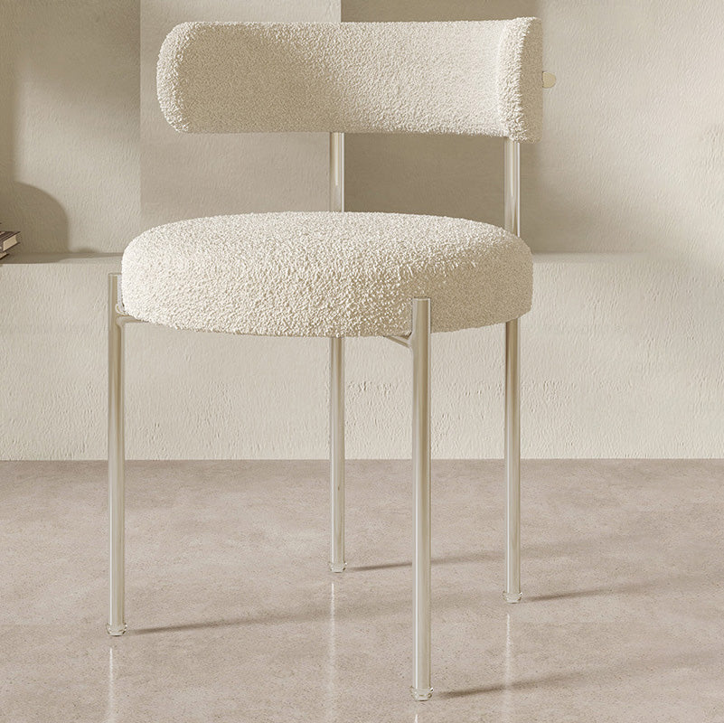 Nordic Boucle Steel Round-Back Dining Chair