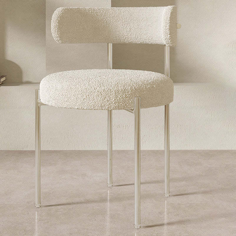 Nordic Boucle Steel Round-Back Dining Chair