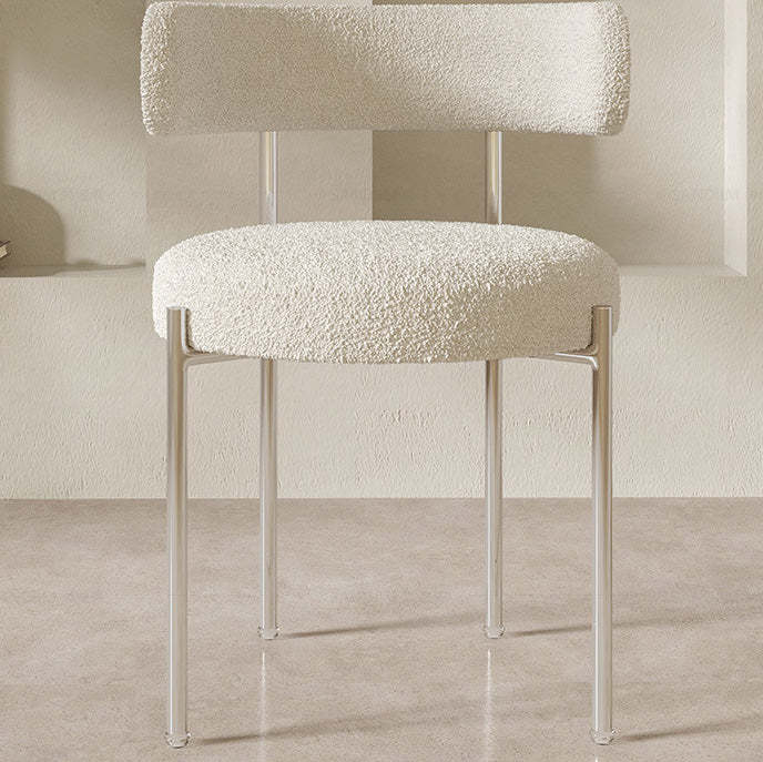 Nordic Boucle Steel Round-Back Dining Chair