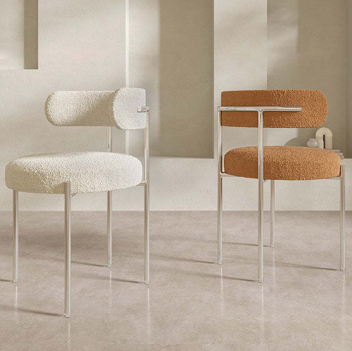 Nordic Boucle Steel Round-Back Dining Chair