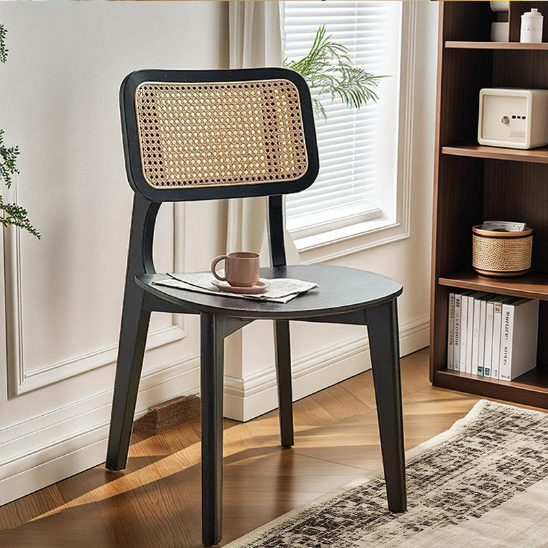 Nordic Wood Rattan Dining Chair — Black